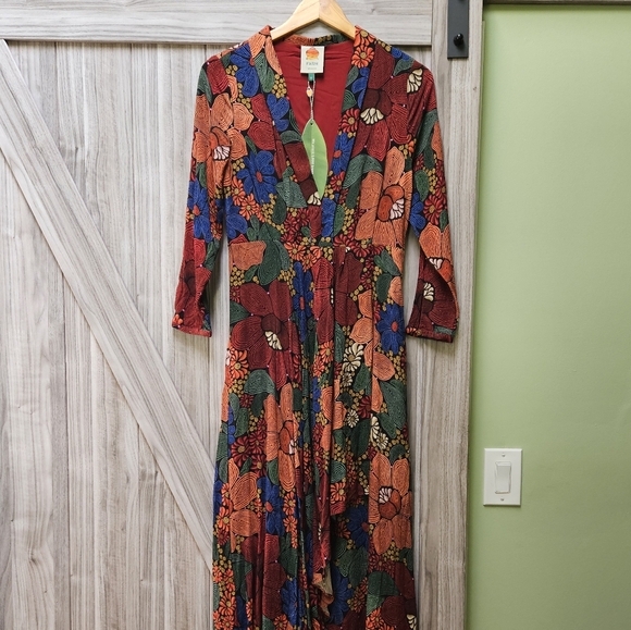 Farm Rio Black Stitched Flowers Maxi Dress - Picture 9 of 16